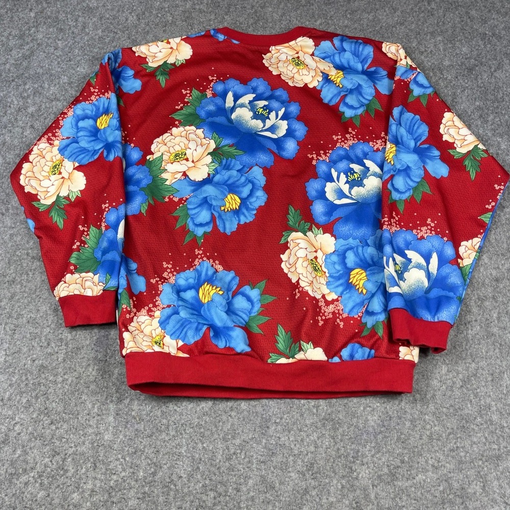 Adidas Originals Women Red Floral Peony Trefoil Sweatshirt BJ8415 Size Medium - Picture 2 of 10